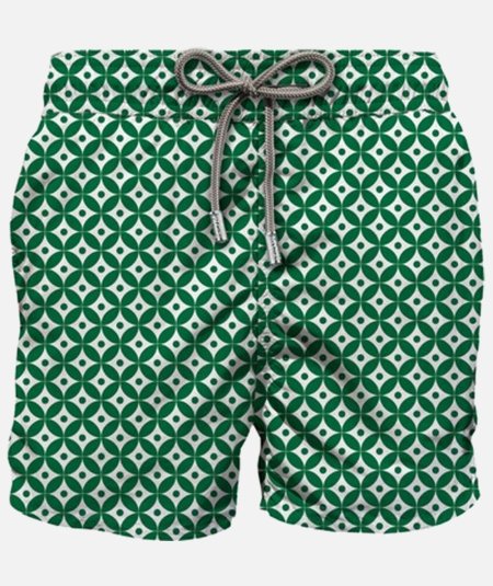 Gustavia medium length swimsuit with white-green geometric print - Duepistudio ***** Abbigliamento, Accessori e Calzature | Uomo - Donna