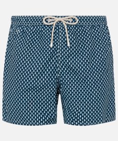 Lighting boxer swimsuit in lightweight fabric with micro fish print