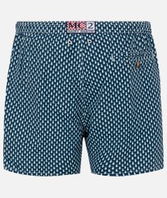 Lighting boxer swimsuit in lightweight fabric with micro fish print