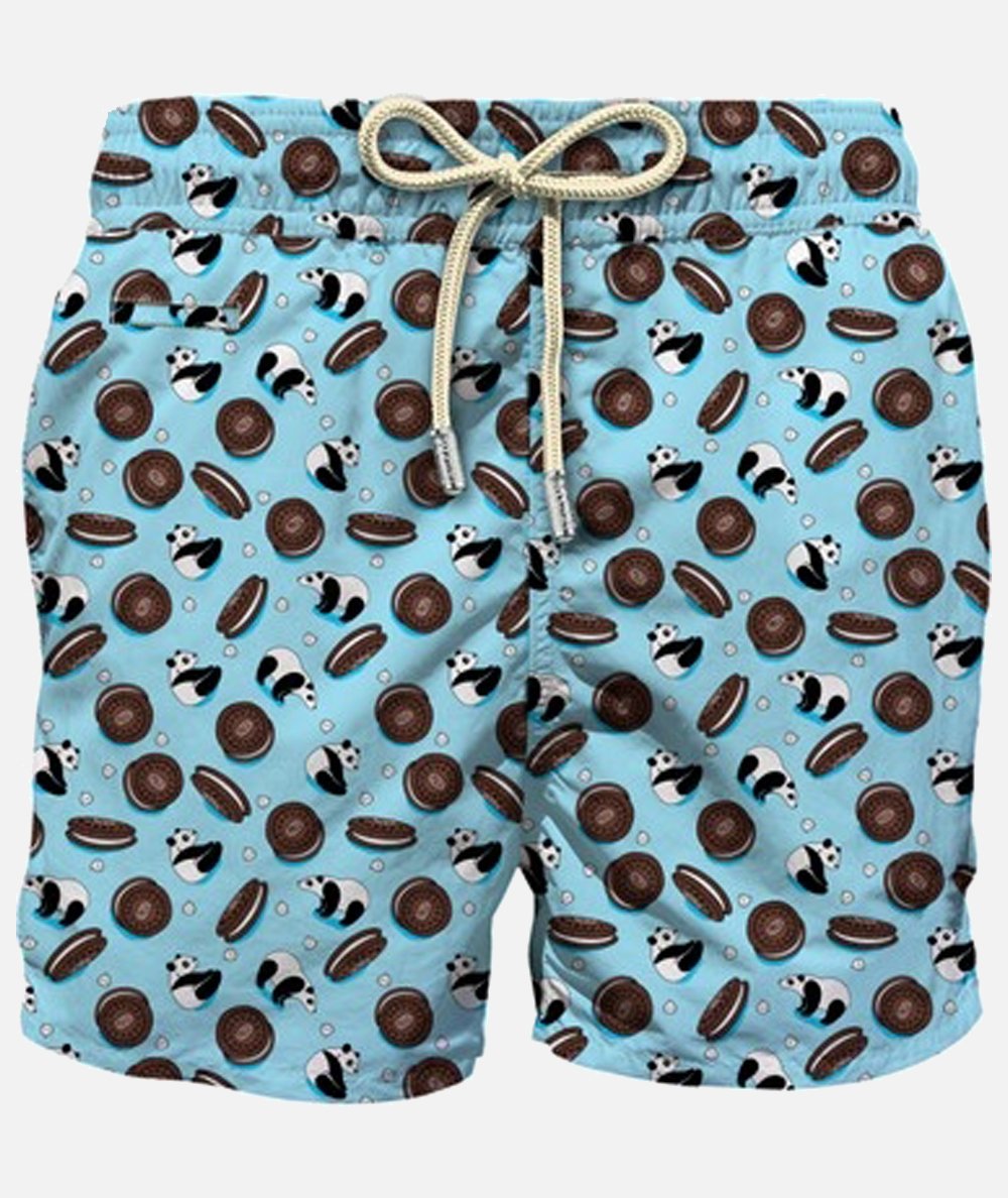 Lighting boxer swimsuit in light fabric with panda biscuits print