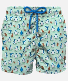 Costume da bagno boxer Lighting in tessuto leggero con stampa pinguini