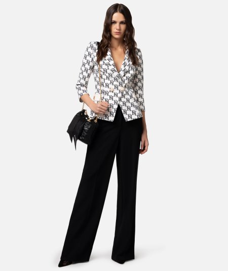 Giacca doppiopetto in crêpe stampa logo e placca - Duepistudio ***** Abbigliamento, Accessori e Calzature | Uomo - Donna