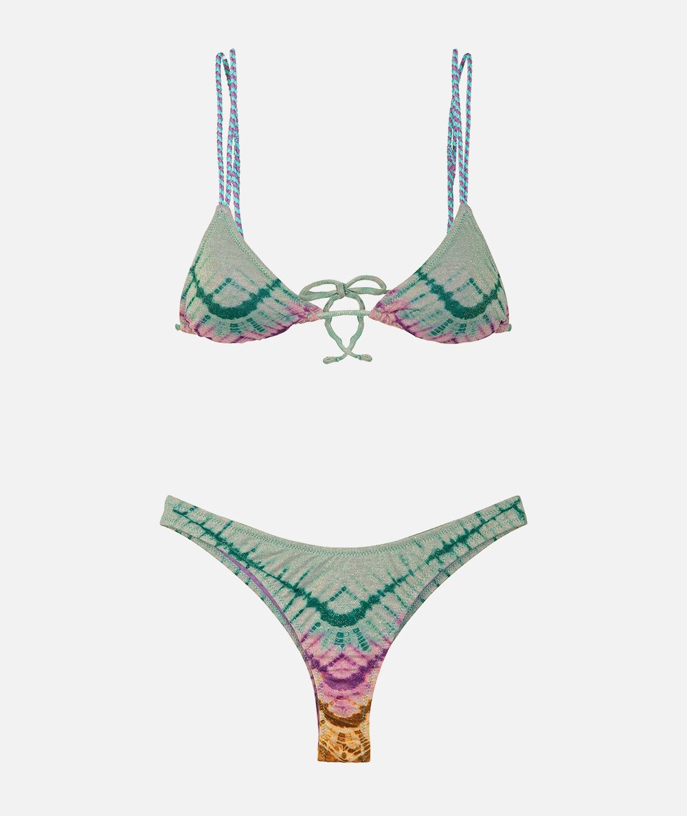 Triangle bikini swimsuit with fixed American slip Gold