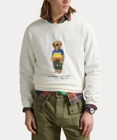 Felpa girocollo con stampa orso polo ralph lauren