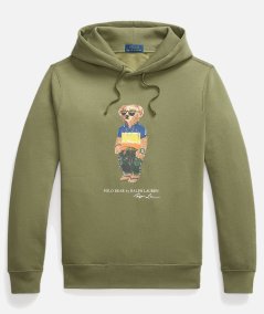 Felpa con cappuccio e stampa orso polo ralph lauren