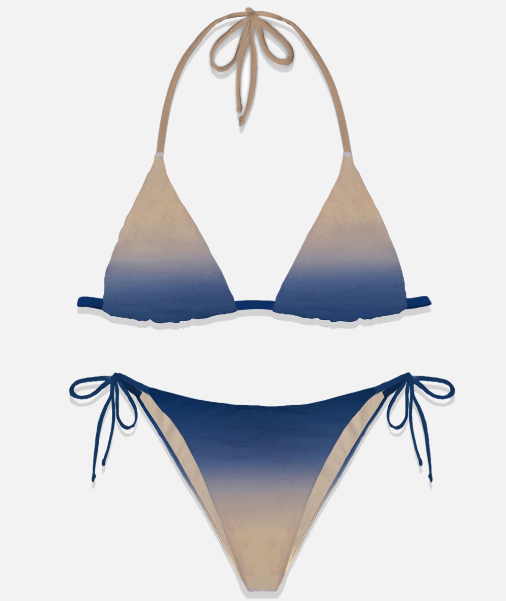 Bikini triangolo blu e rosa Leah-Marielle