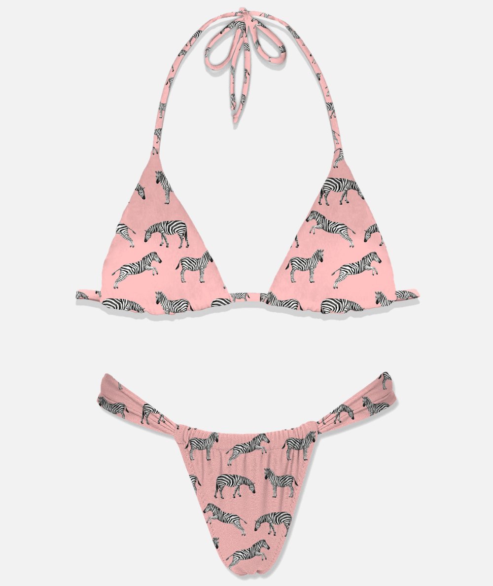 Bikini triancolo rosa con zebre Leah-Noelle