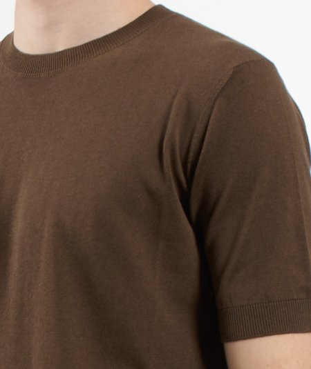 T-shirt manica corta in maglia di cotone e seta