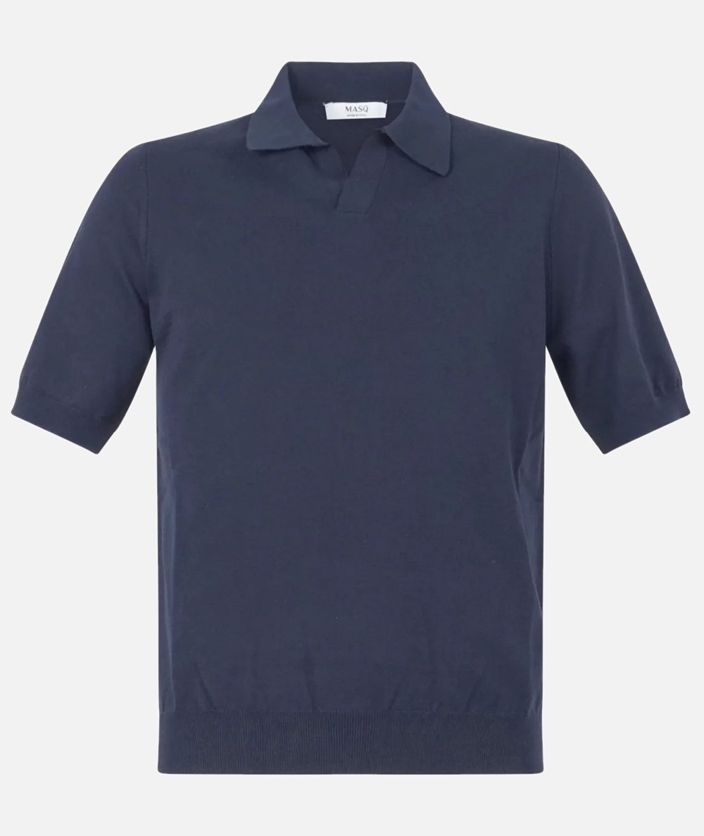 Polo senza bottoni manica corta in maglia di cotone