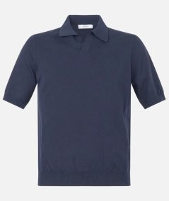 Polo senza bottoni manica corta in maglia di cotone