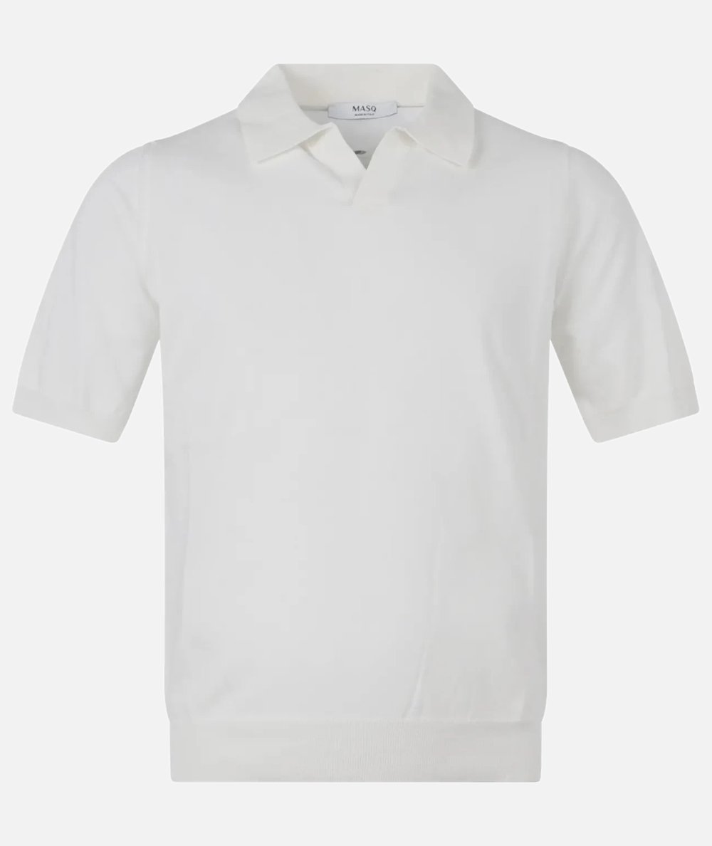 Polo senza bottoni manica corta in maglia di cotone
