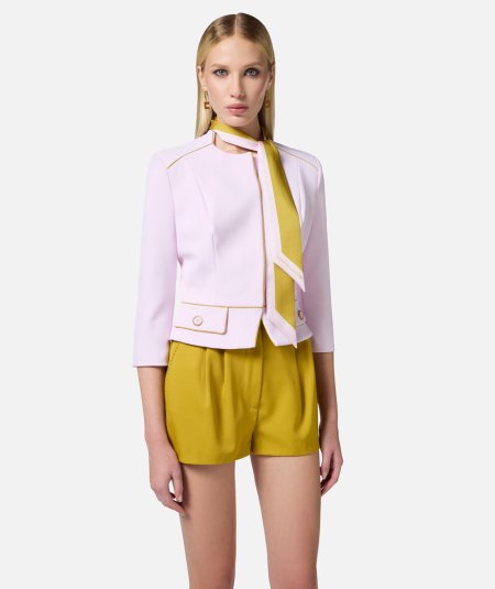 Crêpe jacket with two-tone scarf