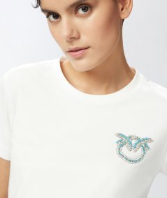 T-shirt maniche corte con ricamo gioiello Love Birds