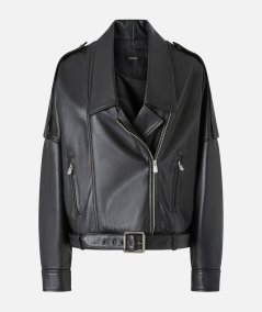 Giubbino biker in nappa con cintura