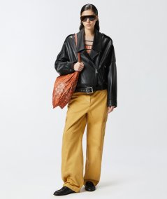 Giubbino biker in nappa con cintura