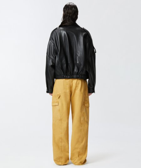 Giubbino biker in nappa con cintura