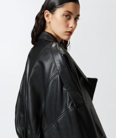 Giubbino biker in nappa con cintura