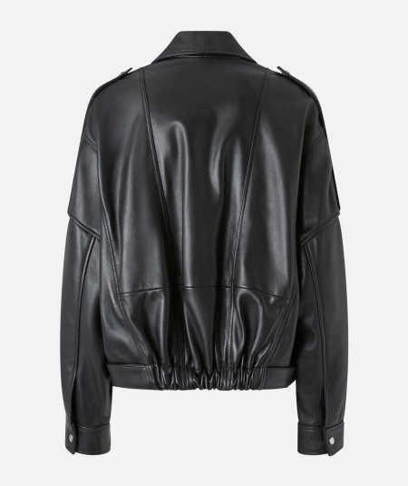 Giubbino biker in nappa con cintura