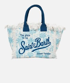 Borsa a spalla Vanity in canvas di cotone con stampa