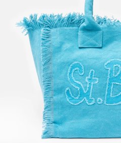 Borsa tote Vanity in tela di cotone con toppa con logo