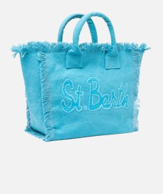 Borsa tote Vanity in tela di cotone con toppa con logo