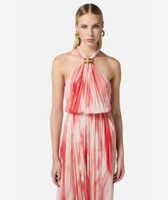 Abito Red Carpet in viscosa con stampa tulle