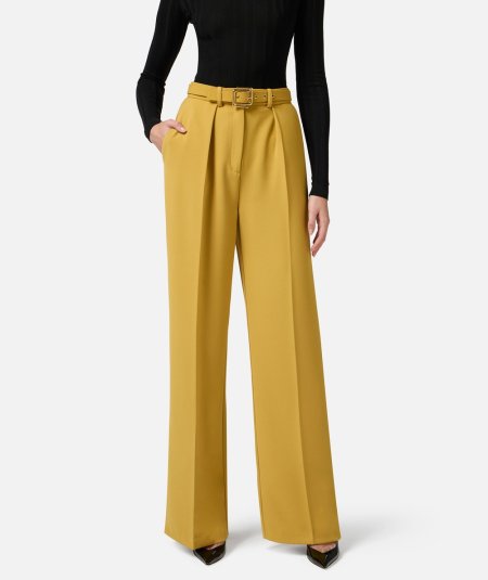 Pantaloni in crêpe leggero con cintura