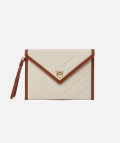 POCHETTE FLAT PURSE HANDLE CANVAS CHEVRO