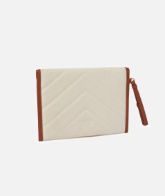 POCHETTE FLAT PURSE HANDLE CANVAS CHEVRO