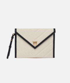 POCHETTE FLAT PURSE HANDLE CANVAS CHEVRO