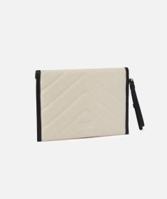 POCHETTE FLAT PURSE HANDLE CANVAS CHEVRO