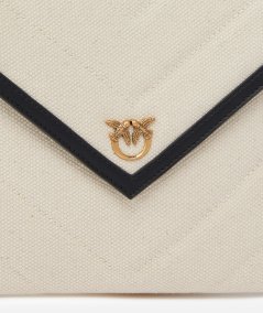 Pochette canvas con profili in pelle