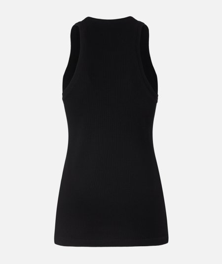 Top a canotta a costine con logo