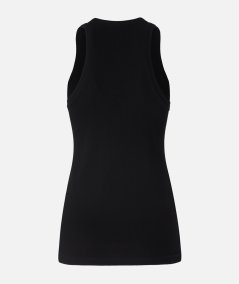 Top a canotta a costine con logo