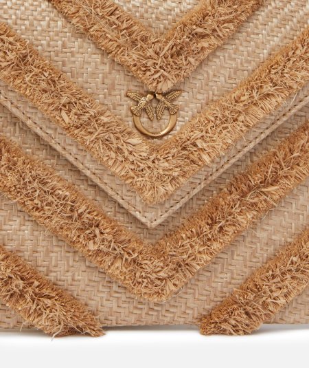 Borsa pochette in rafia chevron