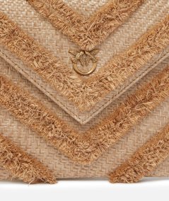 Borsa pochette in rafia chevron