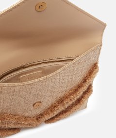 Borsa pochette in rafia chevron