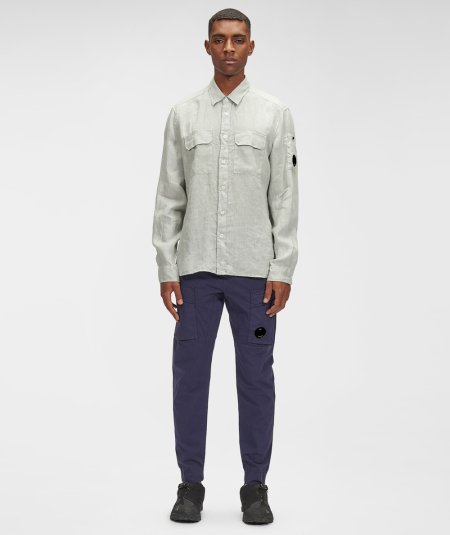Camicia con taschino in lino resinato