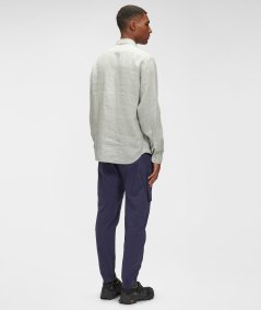 Camicia con taschino in lino resinato