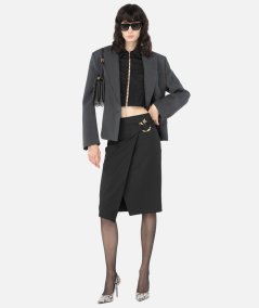 Midi skirt with piercing buckle