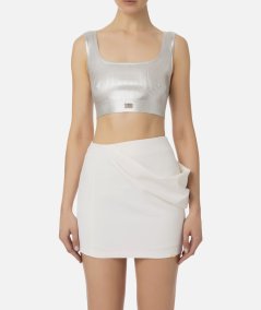 Cropped top in laminated viscose
