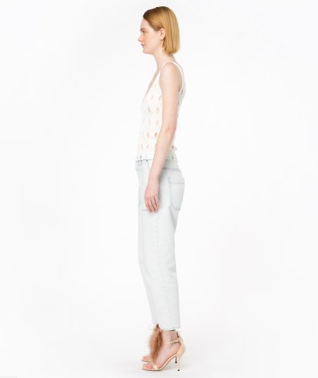 Perforated knit tank top