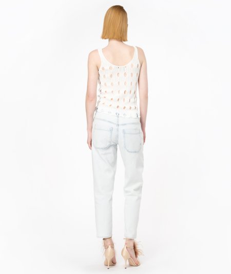 Perforated knit tank top