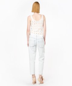 Perforated knit tank top