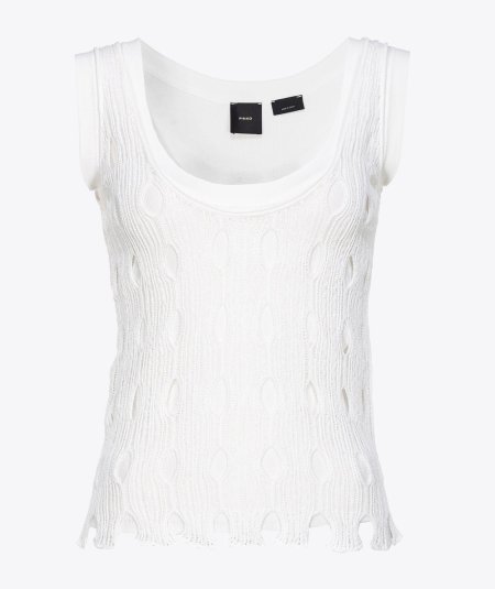 Perforated knit tank top