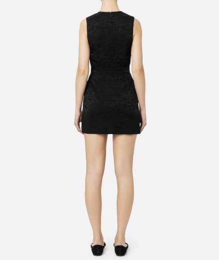 Crêpe jacquard lettering minidress