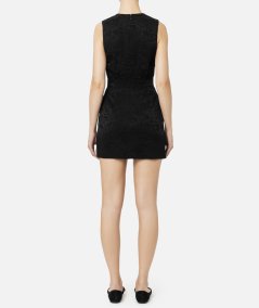 Crêpe jacquard lettering minidress