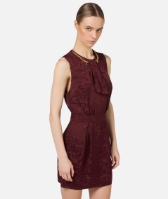 Crêpe jacquard lettering minidress