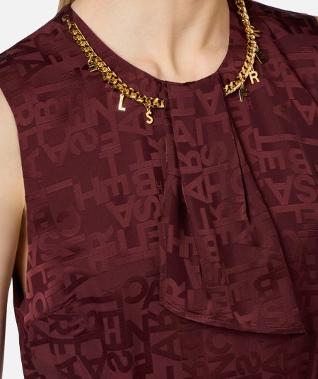 Crêpe jacquard lettering minidress