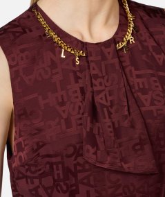 Crêpe jacquard lettering minidress